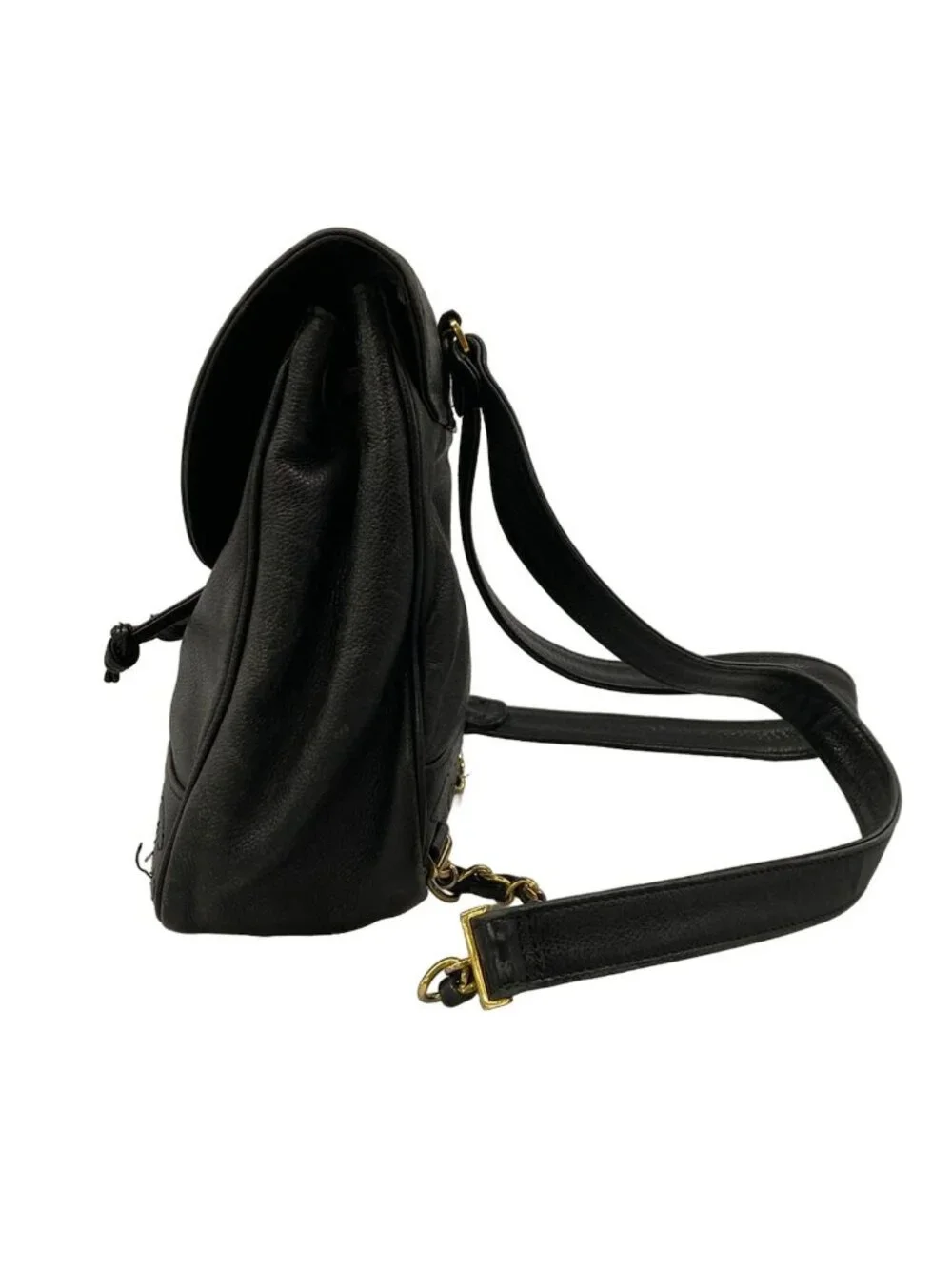 Chanel Backpack Triple Coco Black Chain Shoulder Gold CC Logo